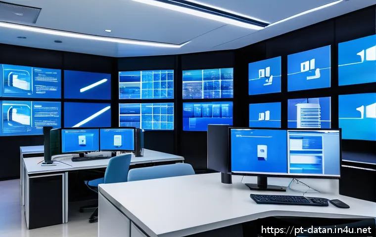 데이터 분석을 위한 데이터 수집 기법 - A modern digital data collection control room with multiple large screens displaying real-time socia...